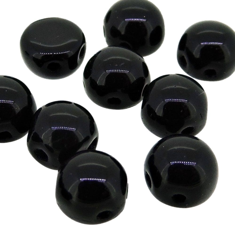 Cabochon Beads 2-Hole 6mm 20pcs – Jet Black