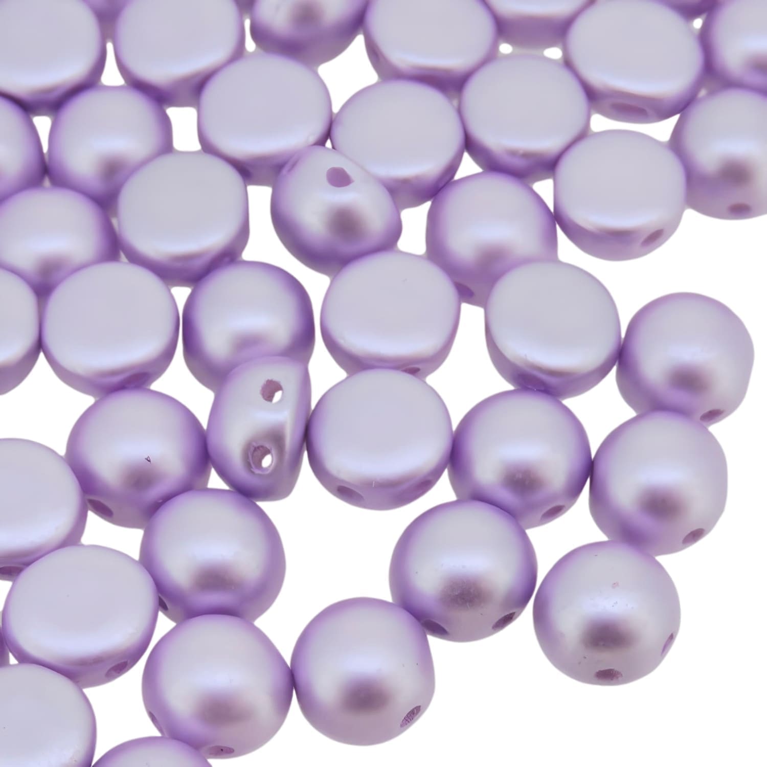 Cabochon Beads 6mm 2-Hole Pastel Light Rose Pink 20pcs