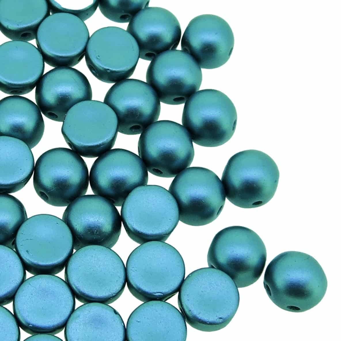 Cabochon Beads 6mm 2-Hole Pastel Emerald Green 20pcs