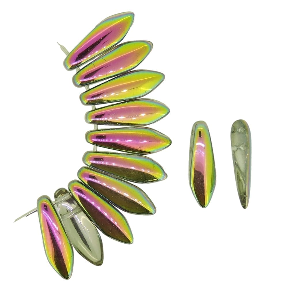 Dagger Beads 2-Hole 5x16mm Crystal Vitrail 25pcs