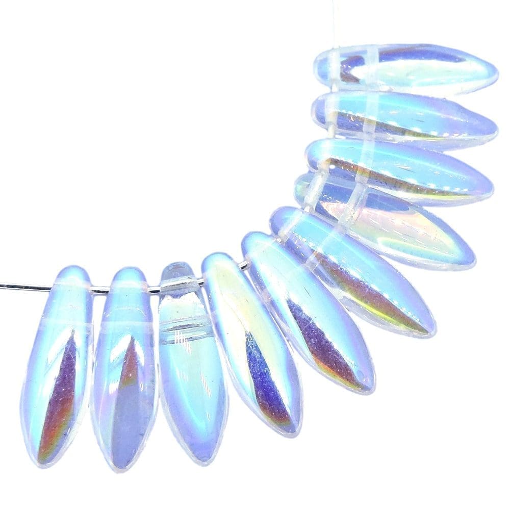 Dagger Beads 2-Hole 5x16mm Crystal AB 25pcs