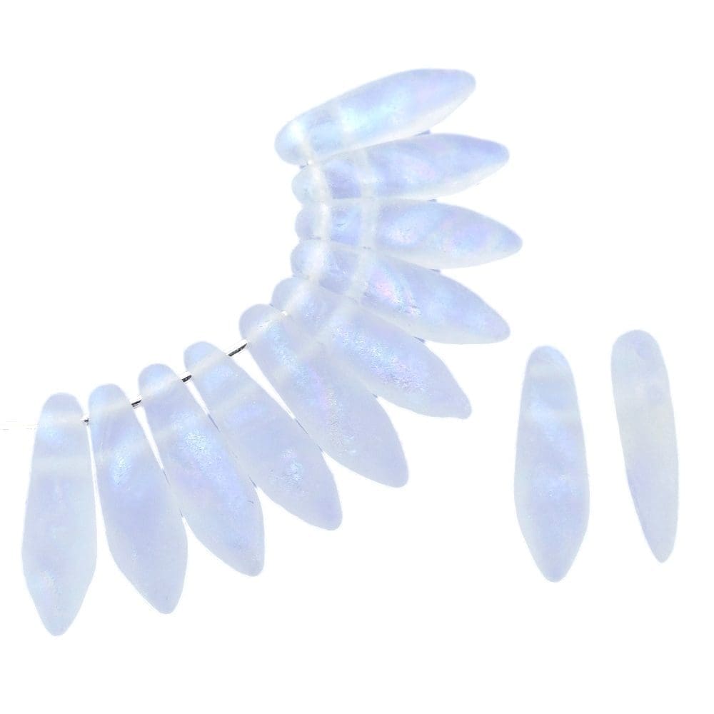 Dagger Beads 2-Hole 5x16mm Crystal AB Etched Full 25pcs
