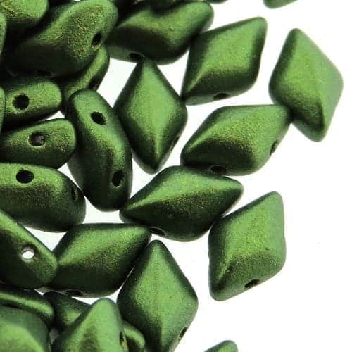 GemDuo Beads 2-Hole 8x5mm 10GM- Gold Shine Dark Olive