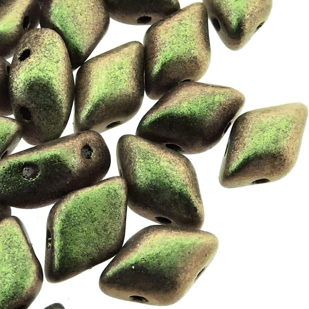 GemDUO 2-Hole beads 8x5mm 10GM – Polychrome Sage & Citrus