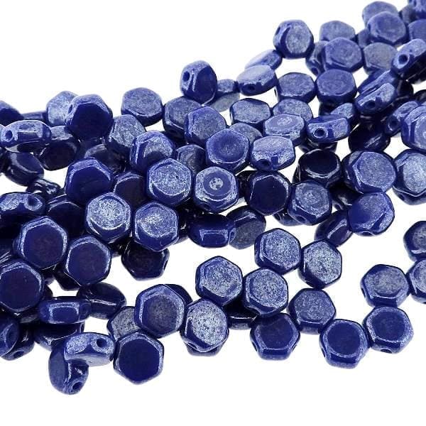 Honeycomb Beads 2-Hole Glass 6mm 30pcs Royal Blue Luster