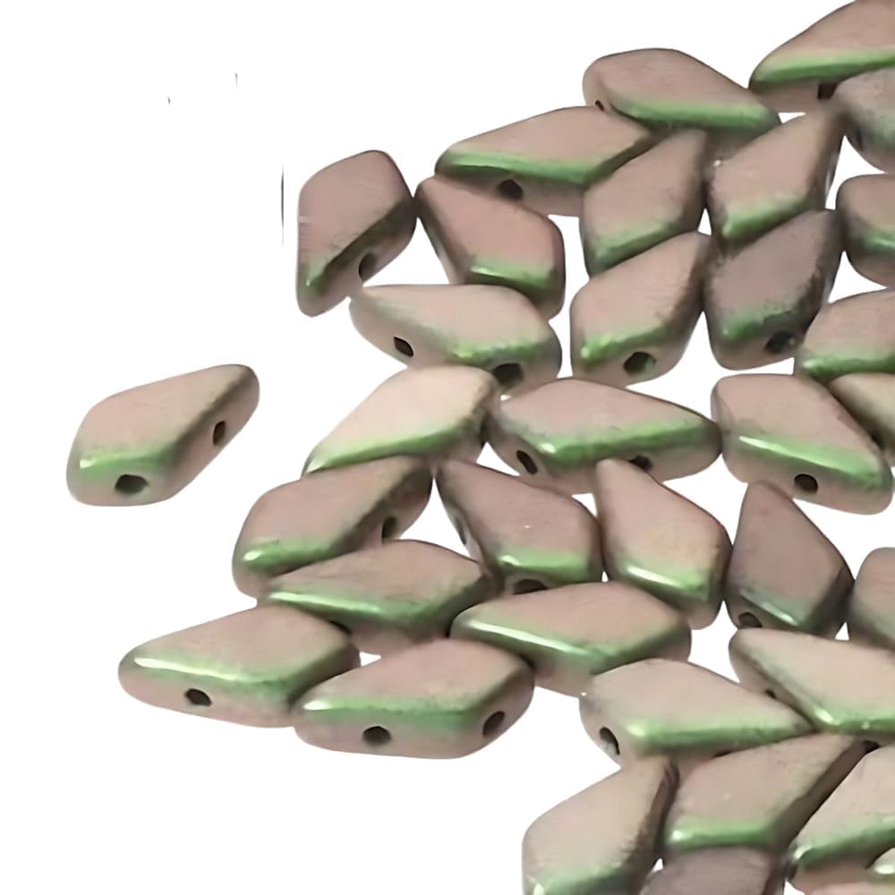 Kite Beads 2-Hole 9x5mm 9GM – Polychrome Sage and Citrus