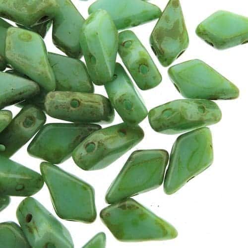 Kite Beads 2-Hole 9x5mm 9GM – Turquoise Green Dark Travertine