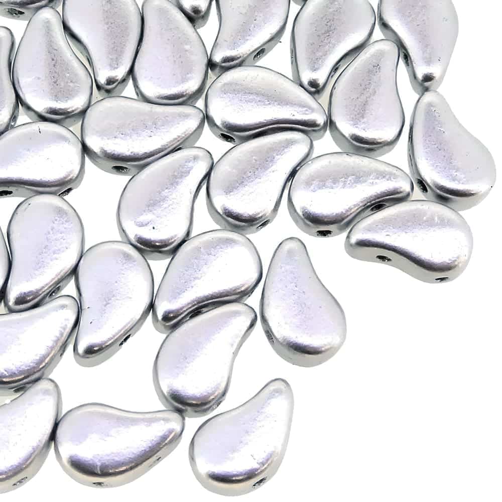Paisley Duo Czech Glass Beads 8x5mm 10GM Aluminum