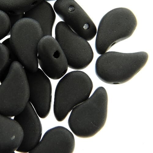 Paisley Duo Beads Czech Glass 8x5mm 10GM Jet Black Matte