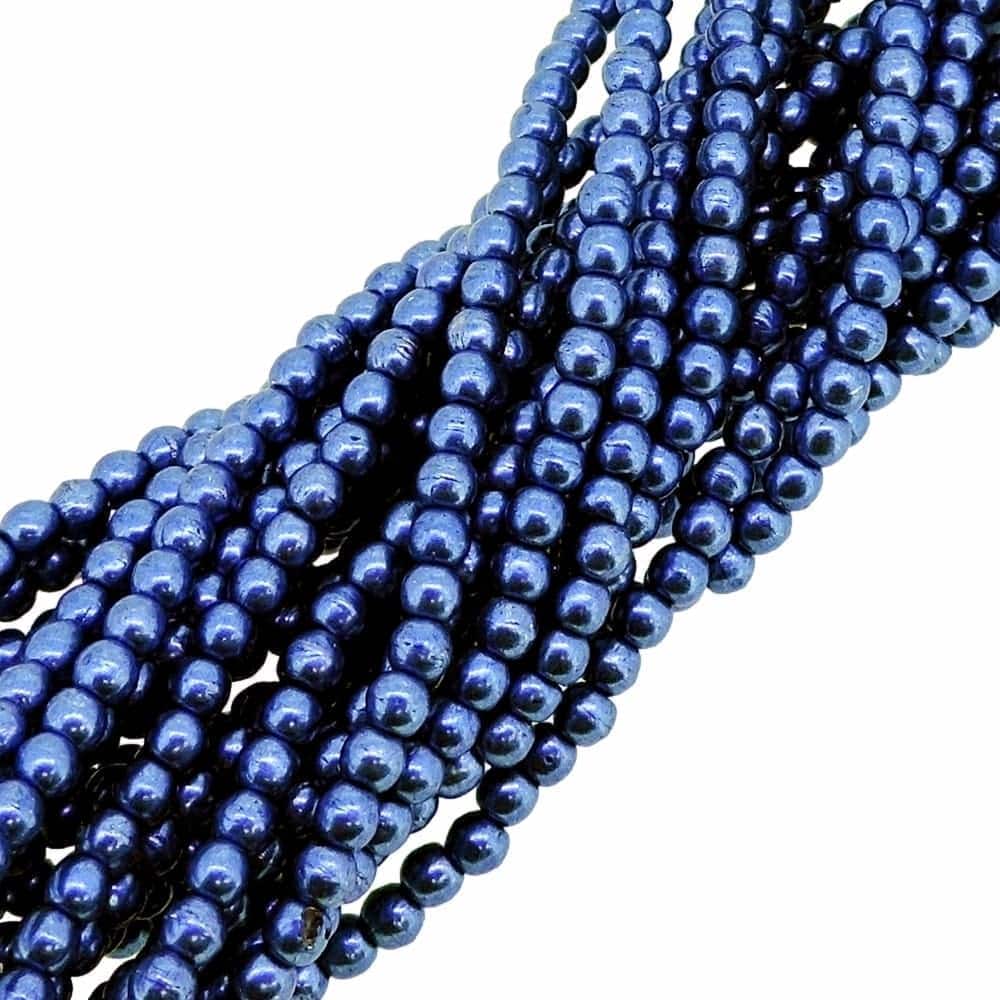 Czech Round Druk Beads 3mm – Saturated Metallic Navy Peony 100pcs