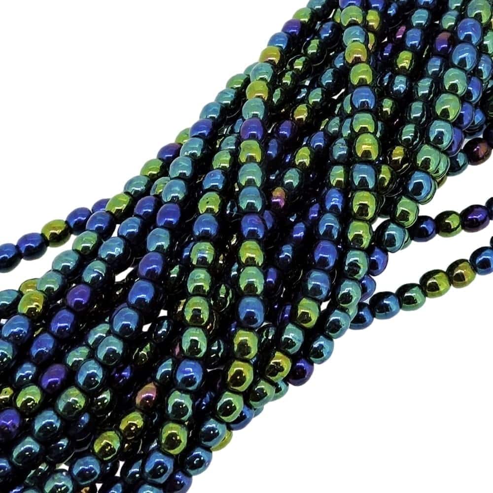 Czech Round Druk Beads 3mm – Green Iris 100pcs