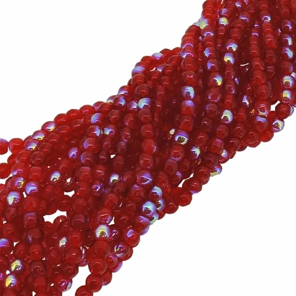 Czech Round Druk Beads 3mm – Siam Ruby AB 100pcs