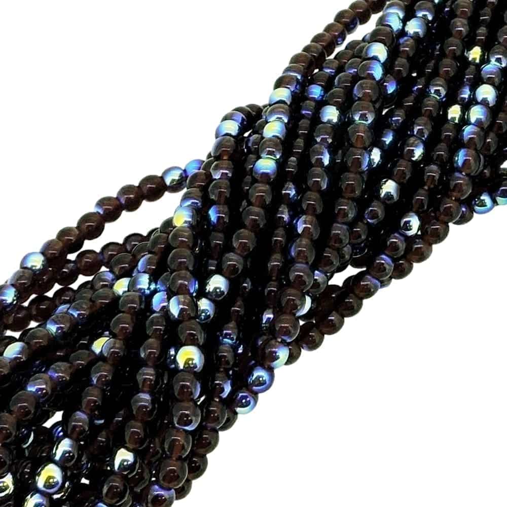 Czech Round Druk Beads 3mm – Garnet AB 100pcs