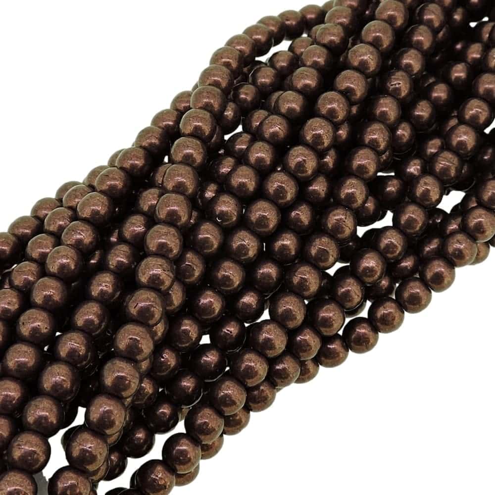 Czech Round Druk Beads 4mm – Saturated Metallic Chicory Coffee 100pcs