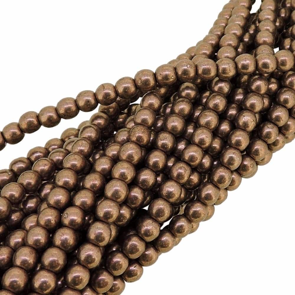 Czech Round Druk Beads 4mm – Sueded Gold Ashrose 100pcs