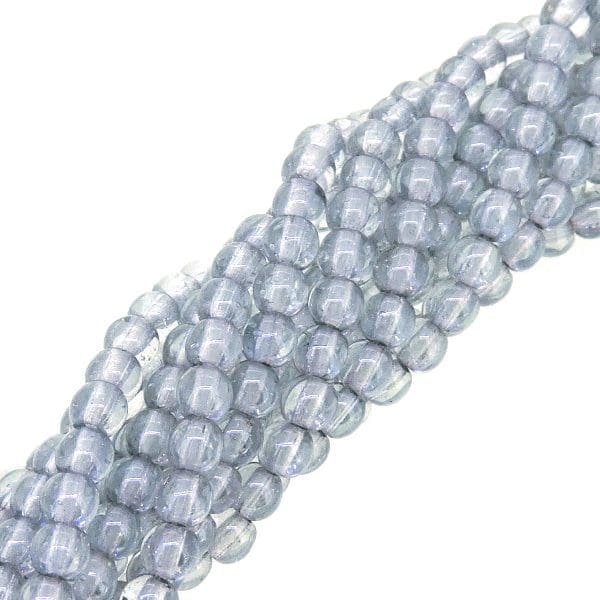 Czech Round Druk Beads 4mm – Luster Transparent Blue Appx 100pcs