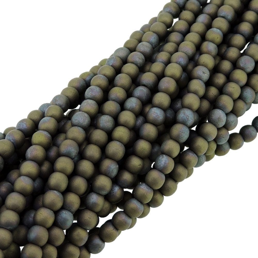 Czech Round Druk Beads 4mm – Matte Oxidized Bronze 100pcs