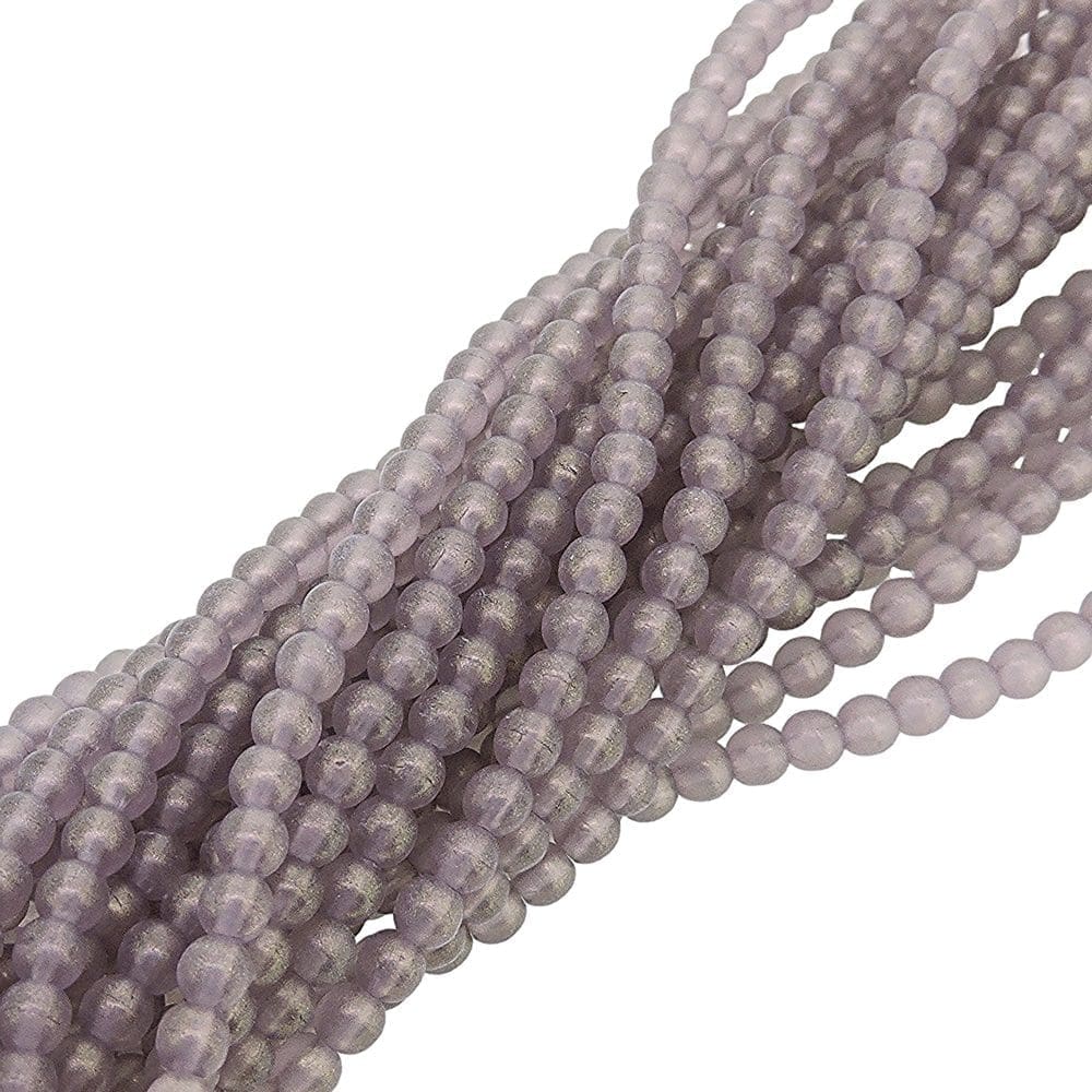 Czech Round Druk Beads 4mm – Sueded Gold Medium Amethyst 100pcs