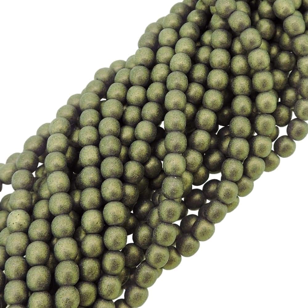 Czech Round Druk Beads 4mm – Sueded Gold Tanzanite Appx 100pcs