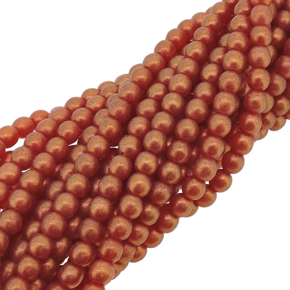 Czech Round Druk Beads 4mm – Sueded Gold Ruby Appx 100pcs
