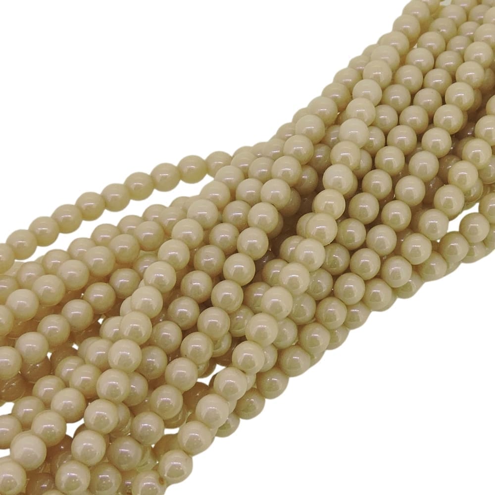 Czech Round Druk Beads 4mm – Luster Opaque Champagne 100pcs