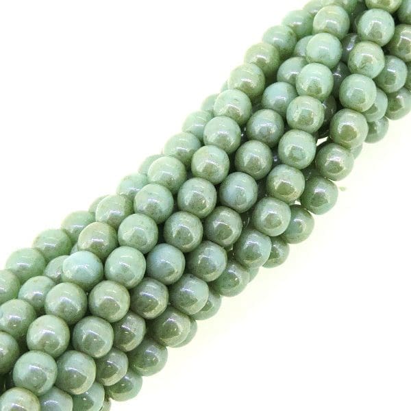 Czech Round Druk Beads 4mm – Opaque Pale Turquoise Stardust 100pcs