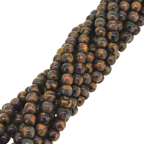 Czech Round Druk Beads 4mm – Sunflower Yellow Picasso 100pcs