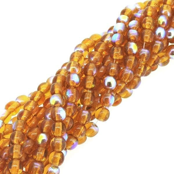 Czech Round Druk Beads 4mm – Dark Topaz AB 100pcs
