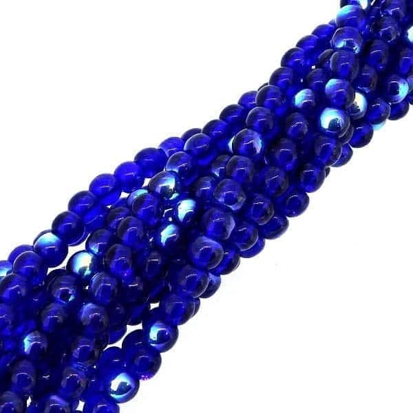 Czech Round Druk Beads 4mm – Cobalt AB Appx 100pcs
