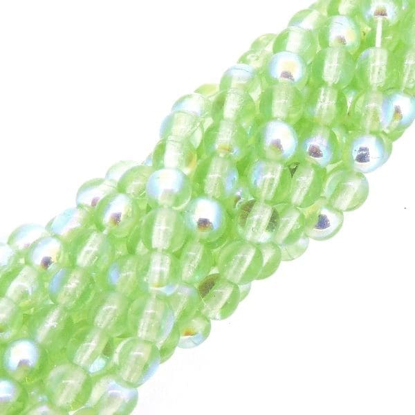 Round Beads 4mm Czech Glass  – Peridot AB 100pcs