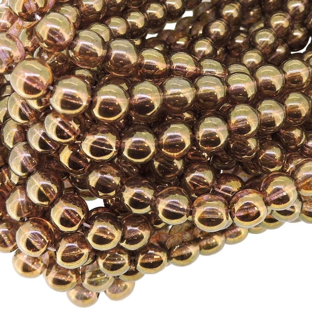Smooth Round Druk Czech Beads 6mm Decora Cinnamon Appx 50pcs