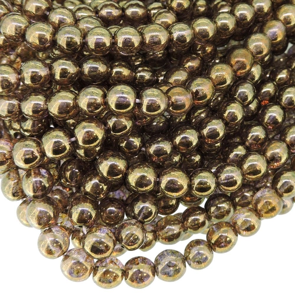 Smooth Round Druk Czech Beads 6mm Decora Heather Appx 50pcs