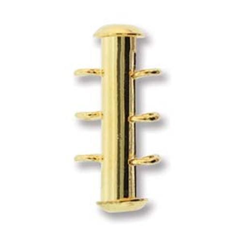 Multistrand Clasps Slide Lock 3-Strand Vertical Loops Gold Plated 3 Sets