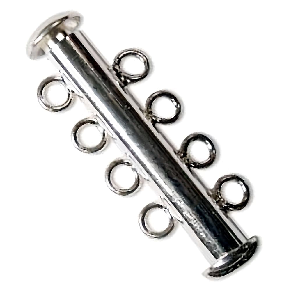 Slide Lock Clasps 4-strand Silver plated 36mm. Pack of 3