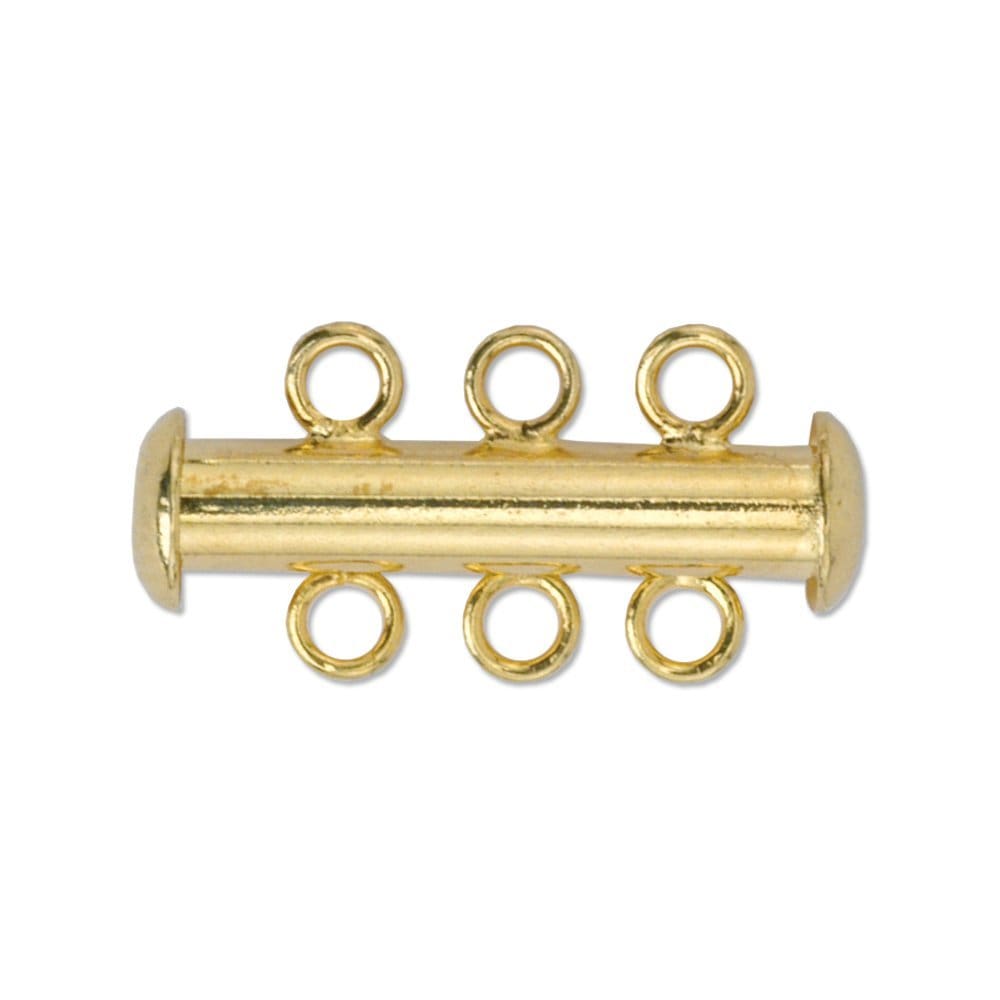 Slide Lock Clasps 3-strand Gold Plated 21mm. Pack of 5