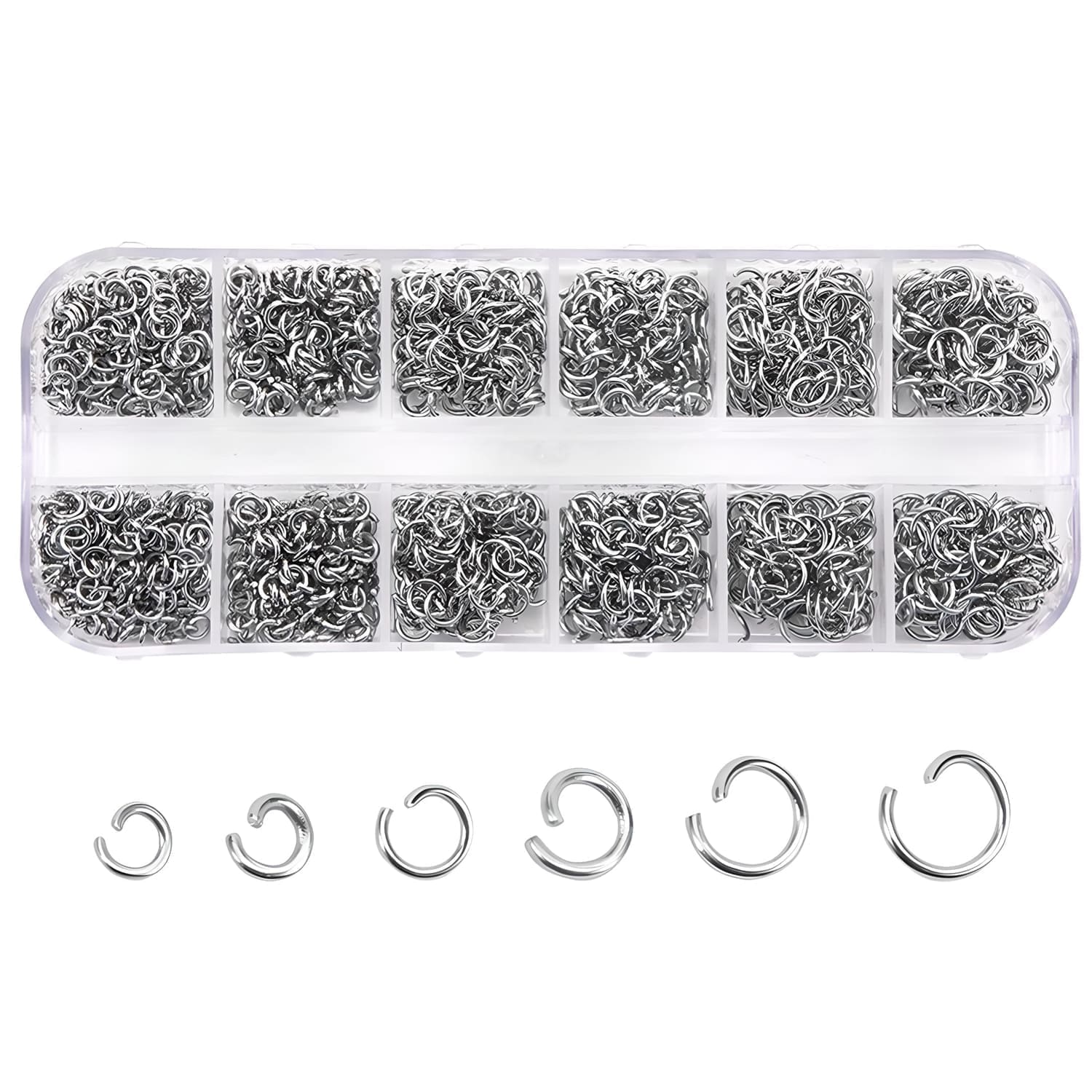 Set of 6 Sizes – Jump Rings, 4mm – 6mm, 20-21 Gauge, 10 Gram/Size