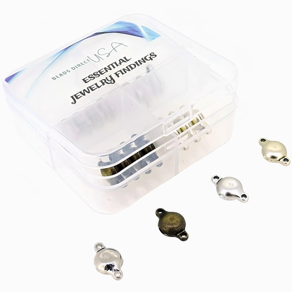4 Colors Magnetic Clasps, 20 Sets Flat Round, 9.5×16.5mm