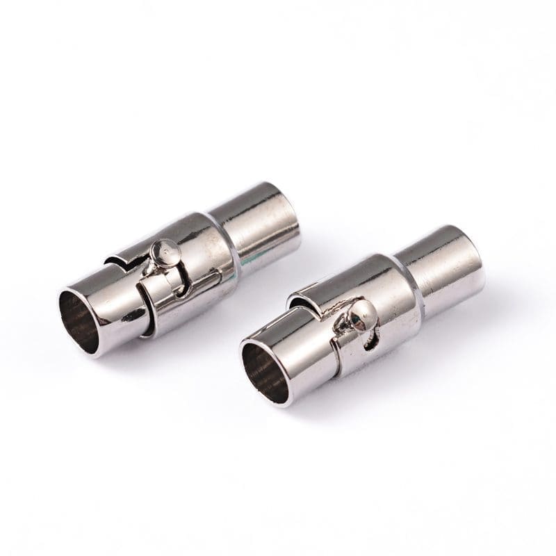 End Cap / Magnetic Clasp 17mm, Silver Tone, 4mm Hole, 10 Sets