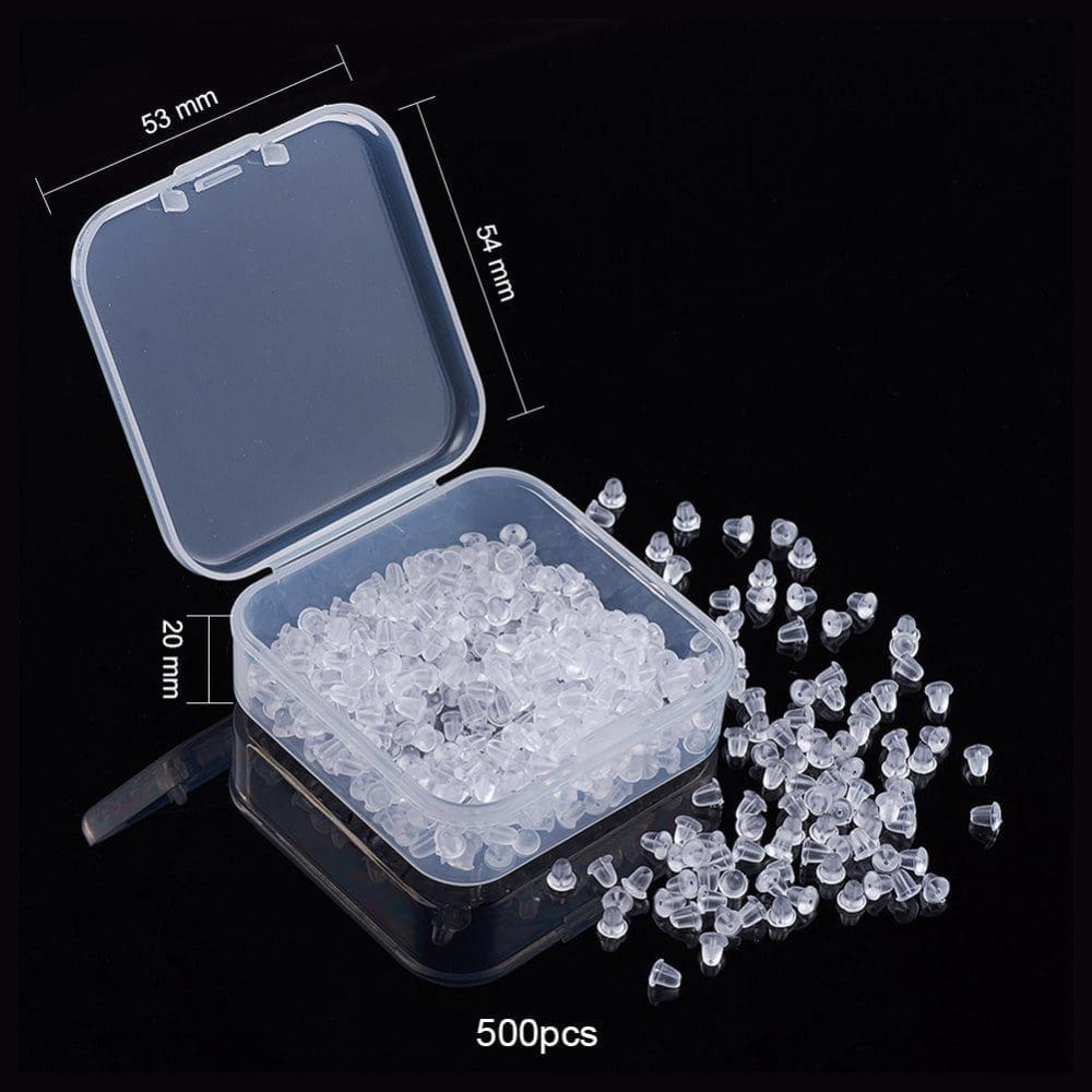 Earring Backs – Clear Plastic Soft Earring Backs 4mm Appx 500pcs