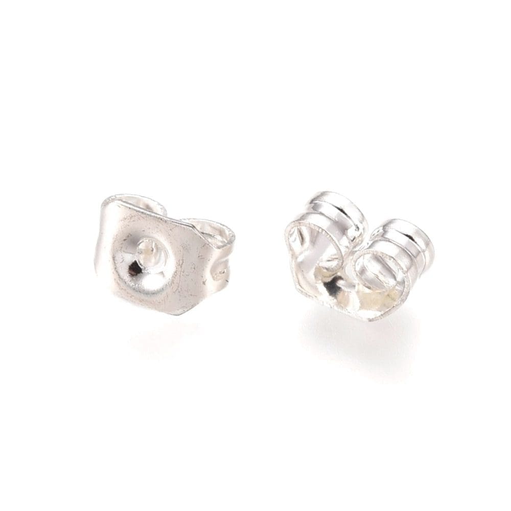 Stainless Steel Ear Nuts, Earring Backs, Silver, 5×3.5mm 20pcs