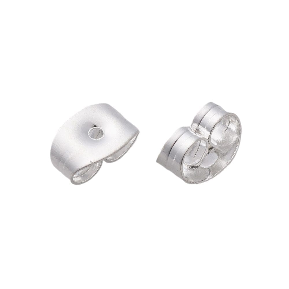 Stainless Steel Ear Nuts, Earring Backs, Silver, 6×4.5mm 50pcs
