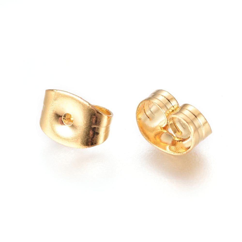Stainless Steel Ear Nuts, Earring Backs, Golden, 6×4.5mm 50pcs