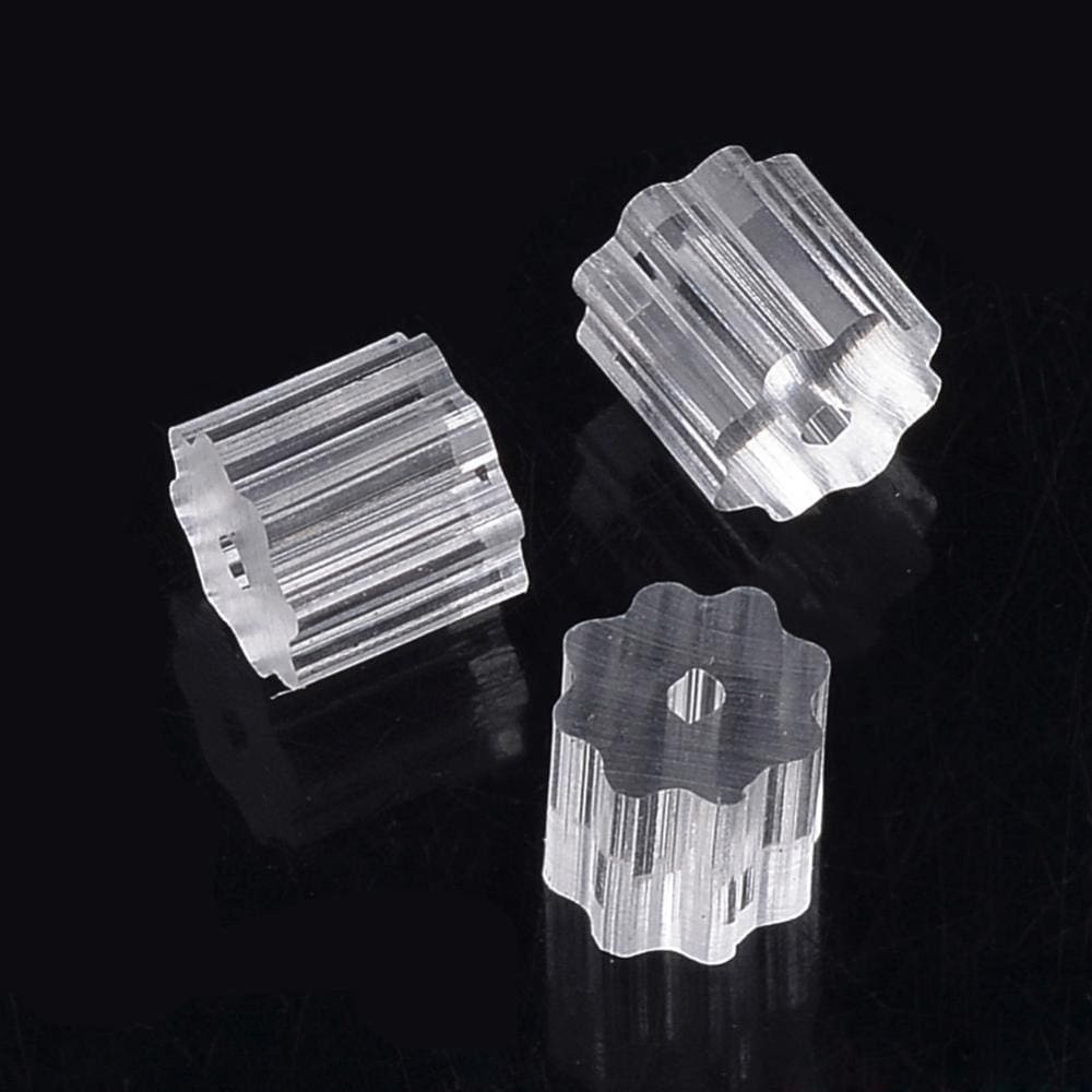Earring Backs – Clear Plastic Ear Nuts 3x3mm,  Appx 490pcs