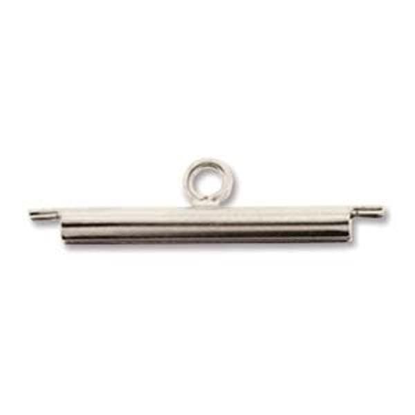 Miyuki Slide On End Tubes 20mm Silver Plated 4pcs