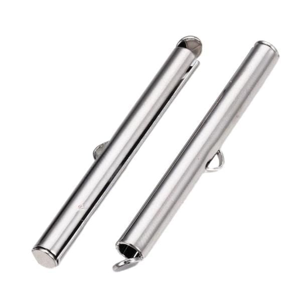 Slide On End Tubes 40mm for Size 8/0 Seed Beads 10pcs Silver