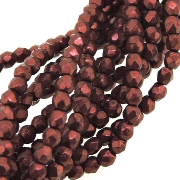 Fire Polished Faceted 2mm Round Beads 50pcs – Saturated Metallic Merlot