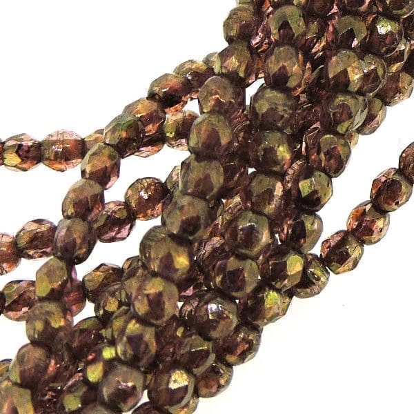 Fire Polished Faceted 2mm Round Beads 50pcs – Rose / Gold Topaz