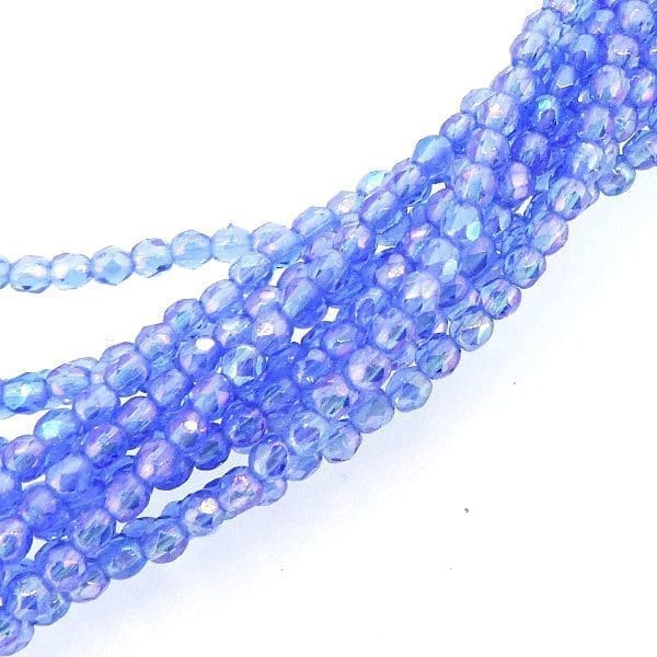 Fire Polished Faceted 2mm Round Beads 50pcs – LS Iris Sapphire
