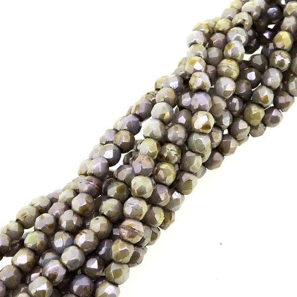 Fire Polished Faceted 2mm Round Beads 50pcs – Luster Opaque Green