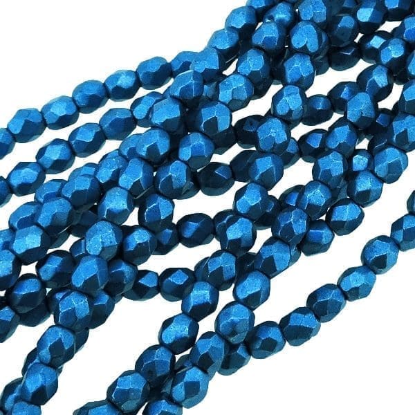 Fire Polished Faceted 3mm Round Beads 50pcs – Saturared Metallic Marina